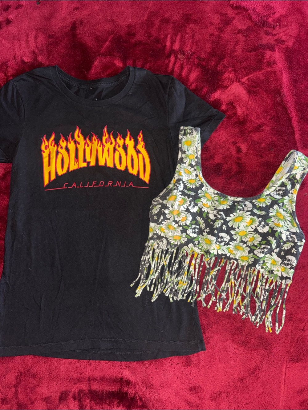 Hollywood on Fire California - Thrasher Style Tee & Hot Topic Tank Bundle Small